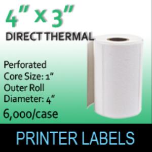 Direct Thermal Labels 4" x 3" Perf